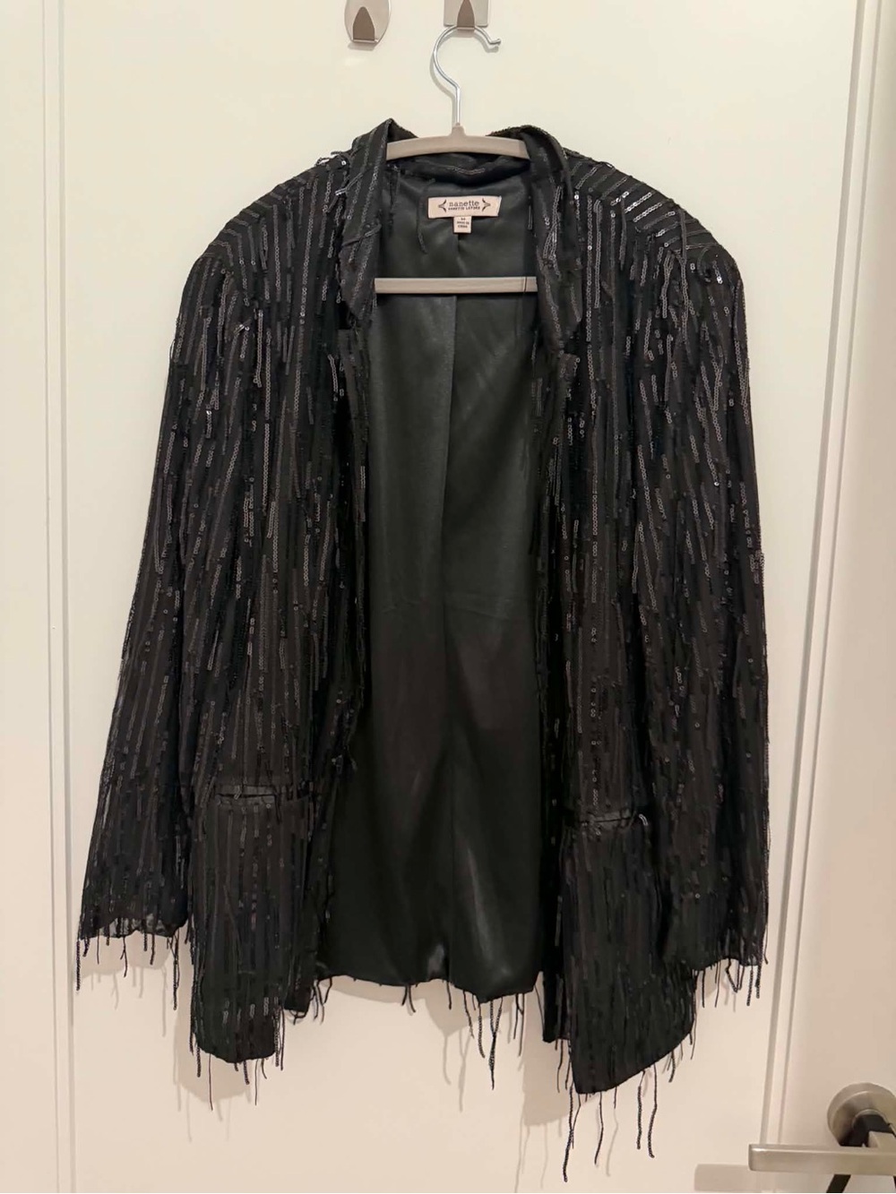 Nanette Lepore Black Beaded Fringe Jacket